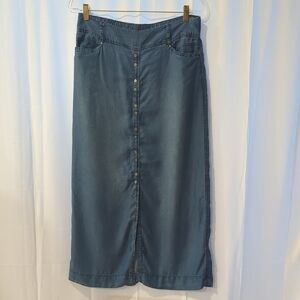 INC International Concepts Gray Blue Midi Slit Skirt